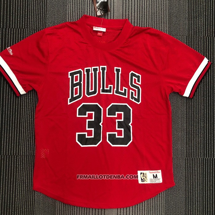 Maillot Manche Courte Chicago Bulls Scottie Pippen NO 33 Rouge